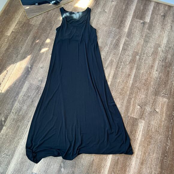 Vince. Sleeveless Soft Modal Jersey Chambray Black Maxi Flowy Scoop Neck Dress - Picture 1 of 8